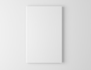 Template of blank book cover paperback textured paper , softcover square book on white floor background surface Perspective view, Mockup Magazine Cover, Brochure for your design. 3d illustration.