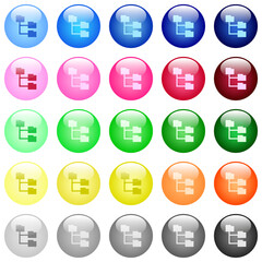Folder structure icons in color glossy buttons