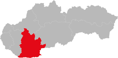 Nitra Region isolated on Slovakia map. Gray background. Backgrounds and Wallpapers.