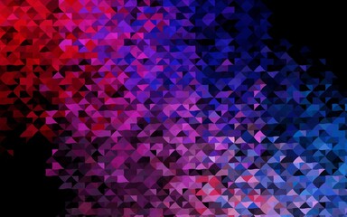 Dark Blue, Red vector background with triangles. Triangles on abstract background with colorful gradient. Best design for your ad, poster, banner.