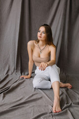 Obraz premium Girl of model appearance posing for a magazine
