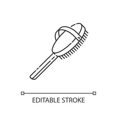 Natural bath brush linear icon. Zero waste lifestyle, personal hygiene thin line customizable illustration. Contour symbol. Responsible consumption. Vector isolated outline drawing. Editable stroke