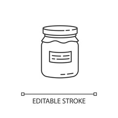 Glass jar linear icon. Zero waste, canning thin line customizable illustration. Contour symbol. Food conservation, homemade cooking. Vector isolated outline drawing. Editable stroke