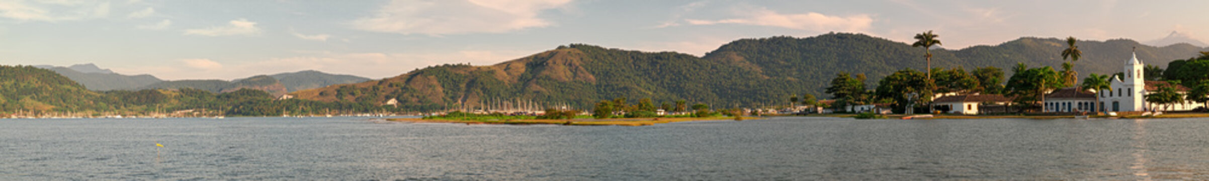 Panoramic view of Paraty, Brazil from the sea