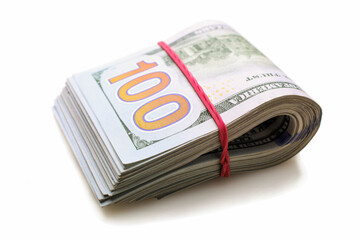 Stack of one hundred dollar bills