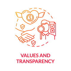 Values and transparency red gradient concept icon. Company reliability. Company culture. Core corporate ethics idea thin line illustration. Vector isolated outline RGB color drawing