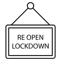 Hanging Reopening Sign Board Concept Vector Icon Design, Restart business in normal operation after peak of Coronavirus COVID-19 outbreak Symbol on white background 