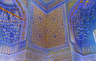 The golden stars of Gur-e Amir Mausoleum, Samarkand, Uzbekistan.