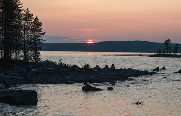 Naklejka premium North Karelia nature. Country of lakes