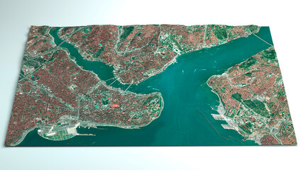Satellite map of Istanbul, Turkey, is the most populous city in Turkey and the country's economic, cultural and historic center. Streets map and city center. Satellite view. 