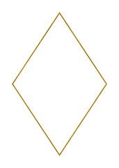 Golden geometric frame. Hand drawn illustration is isolated on white. Linear gold color rhombus contour are perfect for fabric textile, boho design, wedding invitation, greeting card, elegant poster