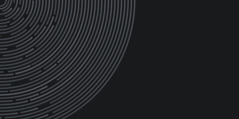 Black abstract background with circle lines spiral
