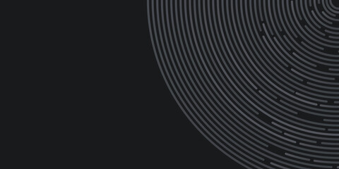 Black abstract background with circle lines spiral