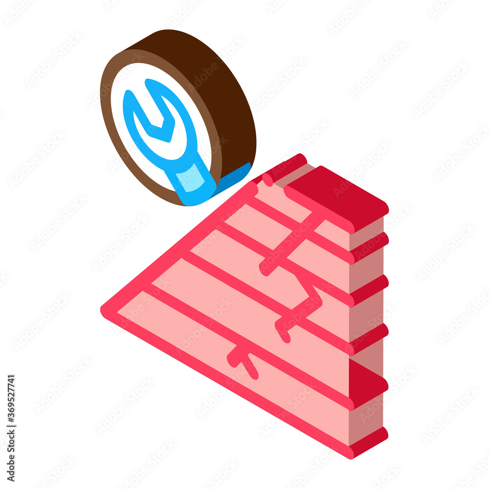 Sticker roof repair icon vector. isometric roof repair sign. color isolated symbol illustration