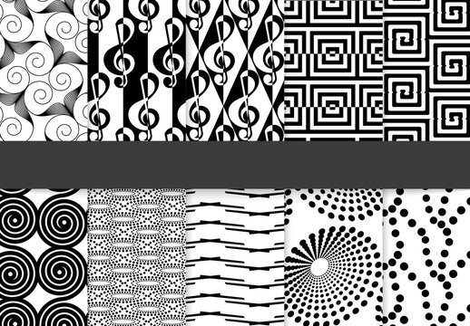 Pattern Simple Black and White Geometric Seamless Collection