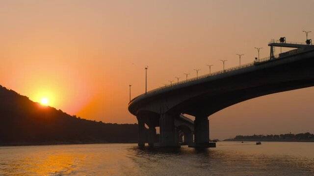 Hong Kong - Macau Bridge At Sunset