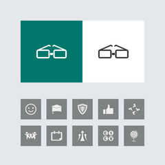 Creative Eye Glasses Icon with Bonus Icons.