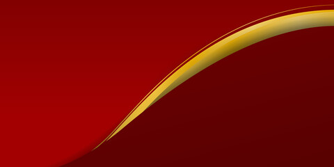 Abstract background red with gold metallic wave