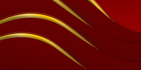 Abstract background red with gold metallic wave