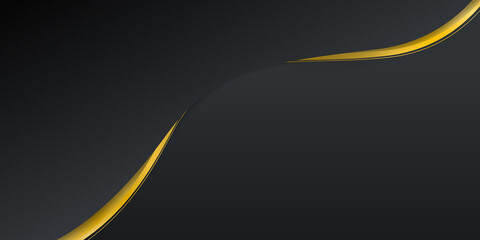 Abstract 3D gold black presentation background with luxury wave curve lines overlap layer