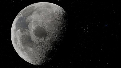 realistic moon in space, craters of the moon, moon, moon with copy-space 3d render © Aleksandr