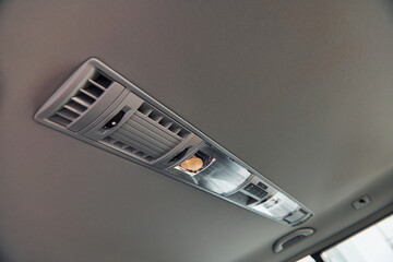 Close up view of top of modern new automobile. Lighting equipment
