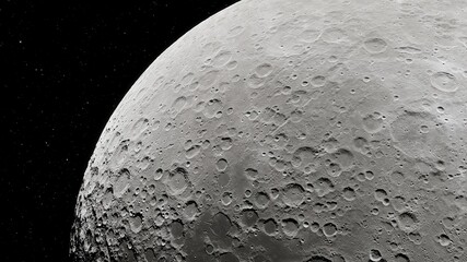realistic moon in space, craters of the moon, moon, moon with copy-space 3d render © Aleksandr