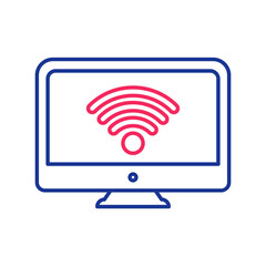 Computer icon. WiFi symbol. Internet icon. remote connection, wi