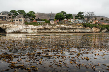 Shell Beach, neighborhood of Pismo Beach, California. View from water, photo has taken from kayak