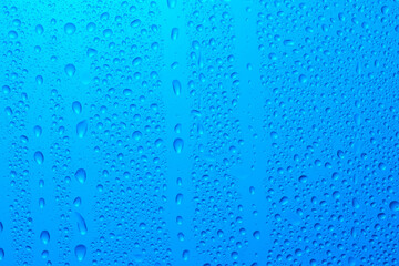 Close-up of water drops on glass . Abstract background texture.