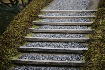 stairs on a bridge - japanese garden