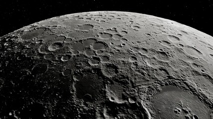 realistic moon in space, craters of the moon, moon, moon with copy-space 3d render © Aleksandr