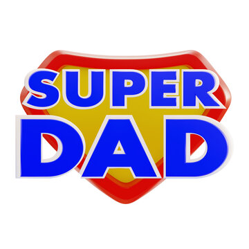 superdad, 3d illustration, red and yellow, white background