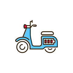 Obraz premium Electric scooter color line icon. City transport rental. Pictogram for web, mobile app, promo. UI UX design element. Editable stroke.