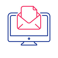 Check mail icon. Computer monitor, screen, display icon. Email,