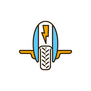 recommend clip art: Electric monowheel color line icon. City transport rental. Pictogram for web, mobile app, promo. UI UX design element. Editable stroke.