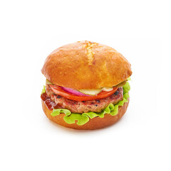 Tasty beef burger on white background