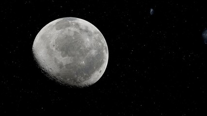 realistic moon in space, craters of the moon, moon, moon with copy-space 3d render © Aleksandr