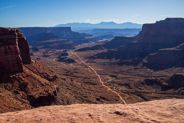 View on famous Shafer Trail Gravel Road in Canyonlands National Park
