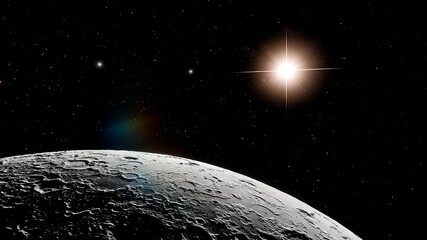 realistic moon in space, craters of the moon, moon, moon with copy-space 3d render © Aleksandr