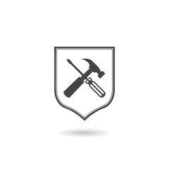 Tools with shield vector icon with shadow