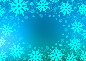 Fototapeta na wymiar Light BLUE vector layout with bright snowflakes. Snow on blurred abstract background with gradient. New year design for your business advert.