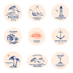 Hand drawn summer design element set