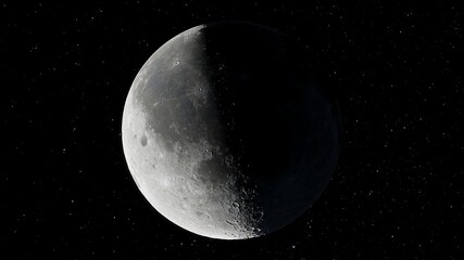 realistic moon in space, craters of the moon, moon, moon with copy-space 3d render © Aleksandr