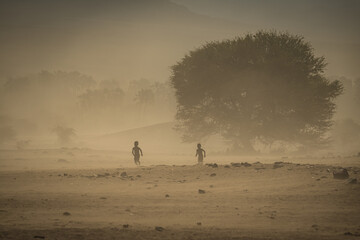 Naklejka na ściany i meble Sandstorm next to Purros Canyon, Namibia