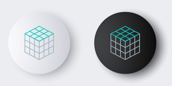 Line Rubik cube icon isolated on grey background. Mechanical puzzle toy. Rubik's cube 3d combination puzzle. Colorful outline concept. Vector.