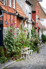 Fototapeta na wymiar street cafe in the old town of Helsingoer