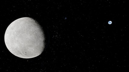 realistic moon in space, craters of the moon, moon, moon with copy-space 3d render © Aleksandr