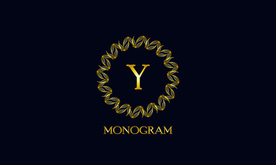 Fototapeta na wymiar Exquisite round monogram with the letter Y. Spectacular calligraphic logo design business sign, restaurant, royalty, boutique, cafe, hotel.