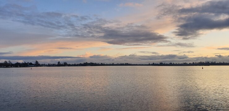 sunset over the lake
